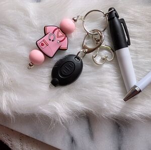 Handcrafted #2 Pink Nurse Silicone Beaded Pen & Keychain